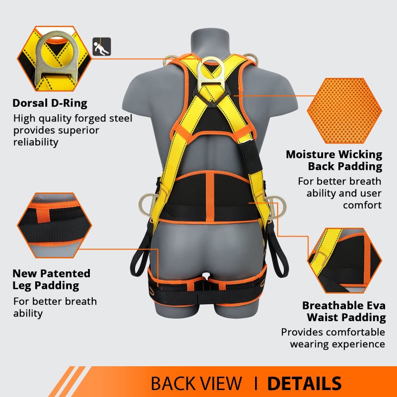 TT TRSMIMA Safety Harness Fall Protection Upgrade 4 Quick Buckles Construction Full Body Harness with 6 Adjustment D-ring - Image 3